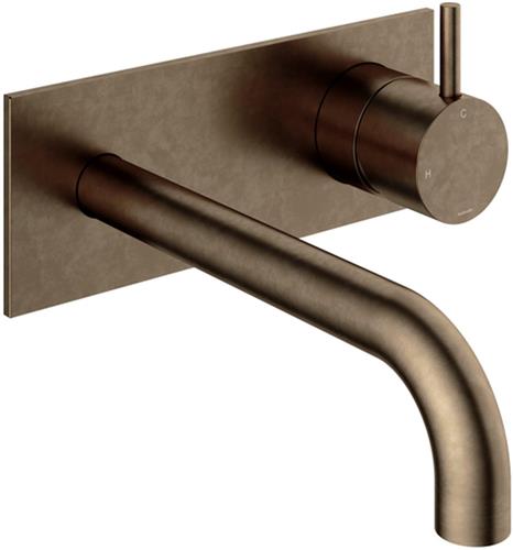 Inbouw Wastafelmengkraan Hotbath Cobber 3+3 Inbouwsysteem 1-hendel Gebogen 18 cm Verouderd Messing