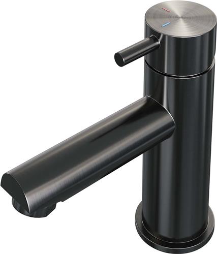 Brauer Gunmetal Edition - Wastafelkraan - Opbouw - Geborsteld Gunmetal PVD - Mengkraan - Laag - 1 Greeps - Model B