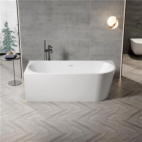 ZEZA Grand half vrijstaand hoekbad - links - 180x80x58cm - met afvoer - acryl - glans wit