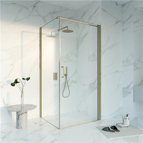 Fortifura Galeria Douchecabine - 90x120x200 - Profiel - veiligheidsglas - anti kalk - Geborsteld Messing PVD (Goud)