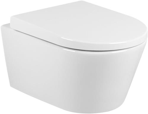 QeramiQ Urby Wandtoilet - 52x35x33cm - spoelrandloos - met zitting - glans wit