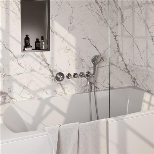 Brauer Carving S02 - Badkraan met Handdouche - Geborsteld RVS PVD - Inbouw - Thermostatisch - Uitloop/Wandaansluitbocht