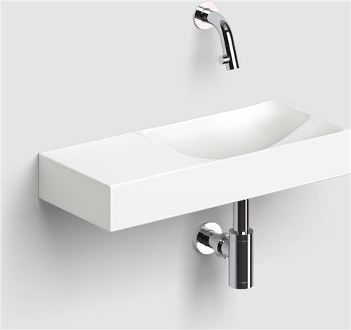 Clou Vale fonteinen keramiek fontein 45x19x7cm voorbewerkt kraangat links Wit mat