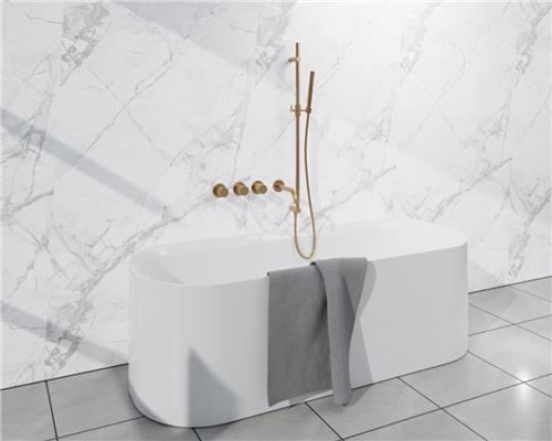 Fortifura Nebbio Badcombinatie-set - thermostaatkraan - inbouwdeel - glijstang - metalen doucheslang - staaf handdouche - uitbreiding inbouwdeel - uitloop - geborsteld messing PVD (goud)