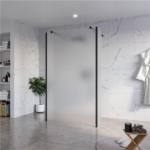 Fortifura Galeria Vrijstaande Inloopdouche - 120x200cm - Glas mat - antikalk - 8mm veiligheidsglas - 2 zijwanden 40cm - wandsteunen en hoekprofielen - Zwart mat