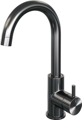 Brauer Gunmetal Edition Wastafelmengkraan opbouw - hoog - draaibaar - ronde uitloop - model b - PVD - geborsteld gunmetal