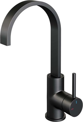 Brauer Black Edition wastafelkraan hoog cascade - hendel 1 - mat zwart