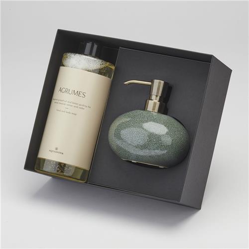 Giftbox Ugo Zeepdispenser Forest & Paris Zeep Agrumes | Groen | Stoneware
