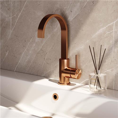 Brauer Copper Edition wastafelkraan hoog cascade - hendel 1 - geborsteld koper PVD
