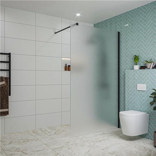 Fortifura Galeria inloopdouche - 120x200cm - mat glas - wandarm - mat zwart