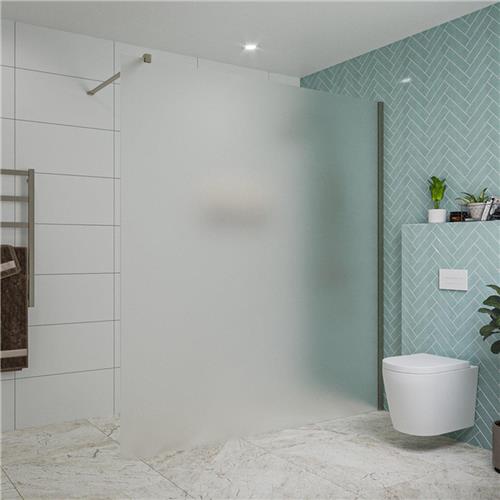 Fortifura Galeria inloopdouche - 180x200cm - mat glas - wandarm - Geborsteld Gunmetal PVD