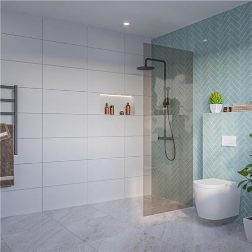 Fortifura Galeria Inloopdouche - rook glas - 80x200cm - 8mm - nano - blind inbouw profiel