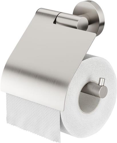 Tiger Boston - Wc rolhouder met klep - Toiletrolhouder - Zonder boren - Boren of lijmen - RVS geborsteld