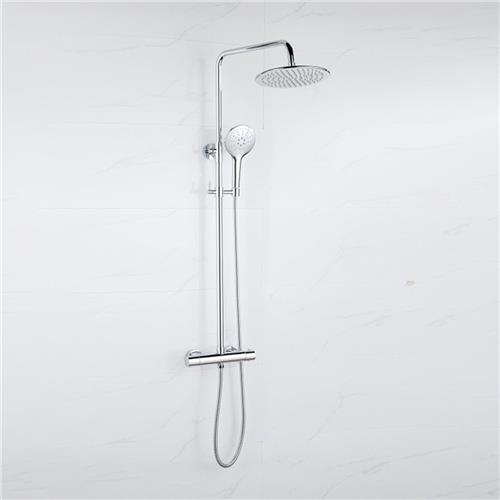 Fortifura Calvi Regendoucheset - thermostatisch - 30cm hoofddouche - metalen slang - ronde handdouche - chroom