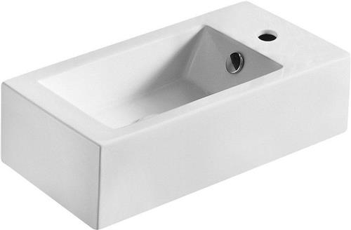 Nemo Spring Vigo handwasbakje 250 x 500 x 145 mm porselein wit rechthoekig voorgeboord kraangat rechts met overloop