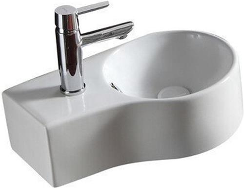 Nemo Spring Bali II handwasbakje 440 x 275 mm wandmontage porselein wit afvoergat D45 mm doorgestoken kraangat links D35 mm met overloop