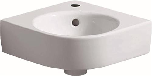 Geberit Renova compact hoekfontein 45cm 1 kraangat met overloop wit