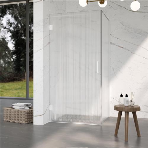Fortifura Galeria Douchecabine - 90x120x200cm - scharnieren - deurgreep - stabilisatiestang - helder geribbeld - veiligheidsglas - mat wit