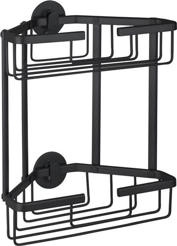 Differnz Zelfklevend Doucherek Zwart  Douchemand  Hangend Driehoek  2 Lagen  Doucherekje zonder Boren - Aluminium - 28 x 13.1 x 30 cm