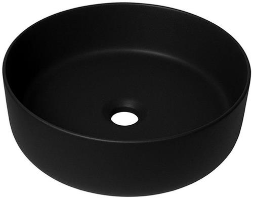 QeramiQ Dely waskom - 36x36x12cm - zonder overloop - rond - keramiek - mat zwart
