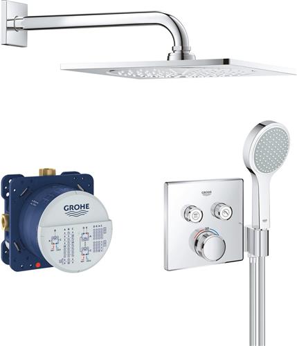 GROHE Grohtherm SmartControl Perfecte inbouw doucheset - ø 25cm - Vierkant - Met thermostaatkraan - Chroom