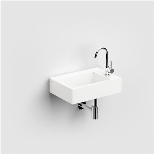 Clou Flush 2 Plus fontein 42.5x10.5cm voorbewerkt kraangat mineraalsteen Wit