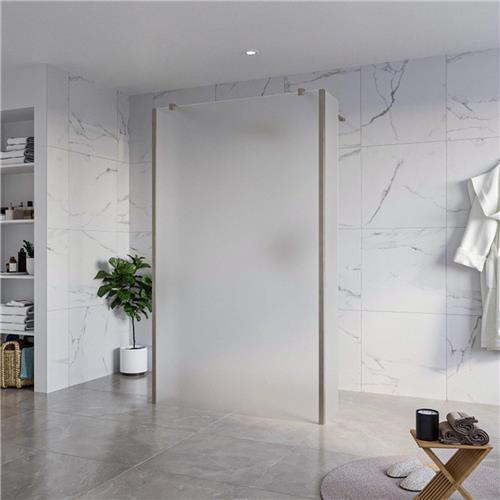 Fortifura Galeria Vrijstaande Inloopdouche - 120x200cm - Glas mat - antikalk - 8mm veiligheidsglas - 2 zijwanden 30cm - wandsteunen en hoekprofielen - Geborsteld Gunmetal PVD