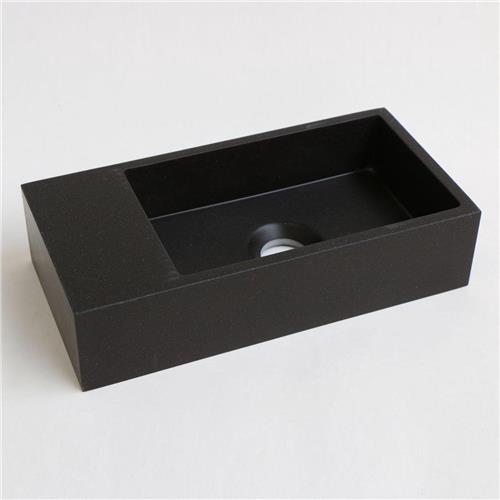 Fontein INK Versus Rechthoek Links 36x18x9cm Quartz Zwart Zonder Kraangat