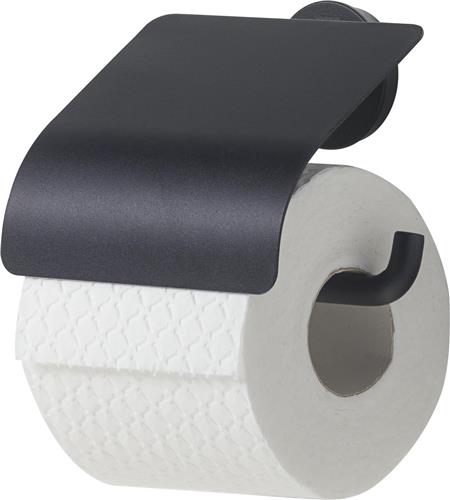 Tiger Urban - Wc rolhouder met klep - Toiletrolhouder - Zonder boren - Boren of lijmen - Zwart