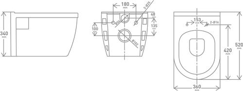 Aquavive Hangtoilet Foglia Wit | Soft-close & Quick Release Toiletzitting | Randloos Toiletpot