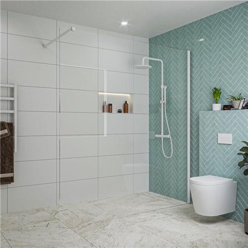 Fortifura Galeria inloopdouche - 180x200cm - helder glas - wandarm - mat wit