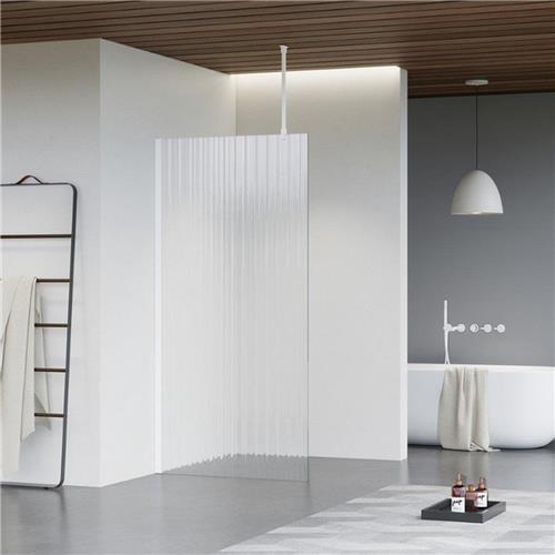 Fortifura Galeria inloopdouche - 120x200cm - ribbelglas - plafondarm - mat wit