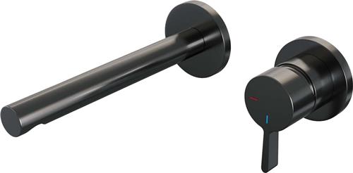 Brauer Gunmetal Edition - Wastafelkraan - Inbouw - Geborsteld Gunmetal PVD - 1 Greeps - Model E1 - Rechte Uitloop & Rozetten