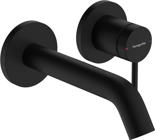 hansgrohe Tecturis S ééngreeps wastafelkraan inbouw voor wandmontage, met uitloop 16,5 cm mat zwart