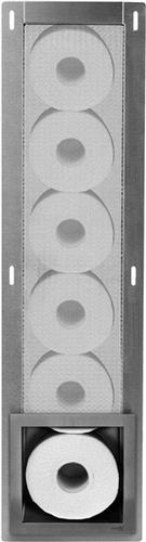 Looox Closed Inbouw Reserverolhouder 17.3x74x14cm - 6 rollen - RVS geborsteld