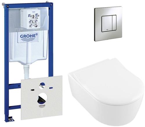 Villeroy & Boch Avento Closet inclusief inbouwreservoir en bedieningsplaat verticaal/horizontaal mat chroom