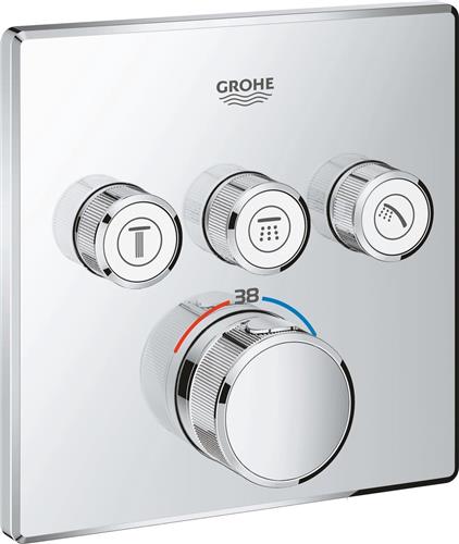GROHE Grohtherm SmartControl Thermostatiche Douchekraan - Inbouw mengkraan - Met omstelling - Vierkant - Chroom