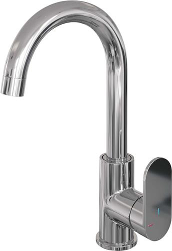 Brauer Chrome Edition Wastafelmengkraan opbouw - hoog - draaibaar - ronde uitloop - model C - chroom