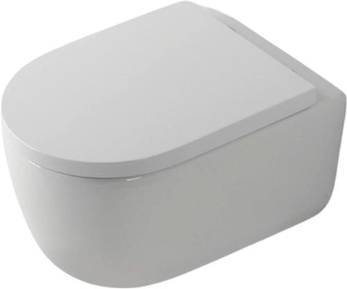 QeramiQ Dely Swirl Wandclosetset - 36.5x53.0cm - diepspoel - rimless - softclose zitting - glans wit