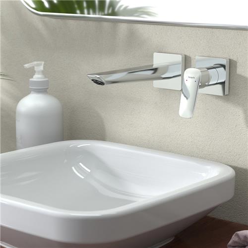 hansgrohe Logis Fine ééngreeps wastafelmengkraan inbouw voor wandmontage voorsprong 20,5 cm chroom