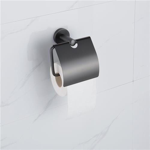 Fortifura Calvi - toiletrolhouder - met klep - Geborsteld Gunmetal PVD