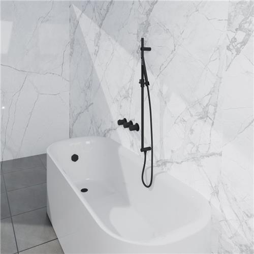 Fortifura Nebbio Badcombinatie-set - thermostaatkraan - inbouwdeel - glijstang - metalen doucheslang - staaf handdouche - badafvoer opbouw - mat zwart
