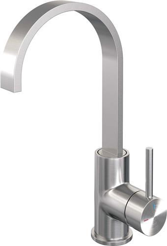 Brauer Brushed Edition wastafelkraan hoog cascade - hendel 1 - geborsteld nikkel PVD