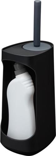 Tiger Tess - Toiletborstelhouder met opbergfunctie vrijstaand en Swoop® borstel flexibel - Zwart / Antraciet