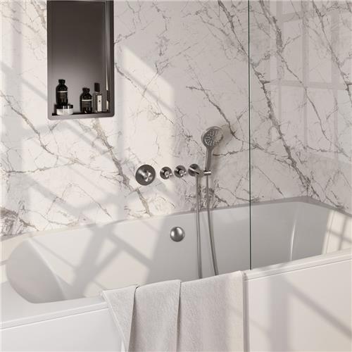 Brauer Carving S02 - Badkraan met Handdouche - Geborsteld RVS PVD - Inbouw - Thermostatisch - Badvulcombinatie/Wandaansluitbocht