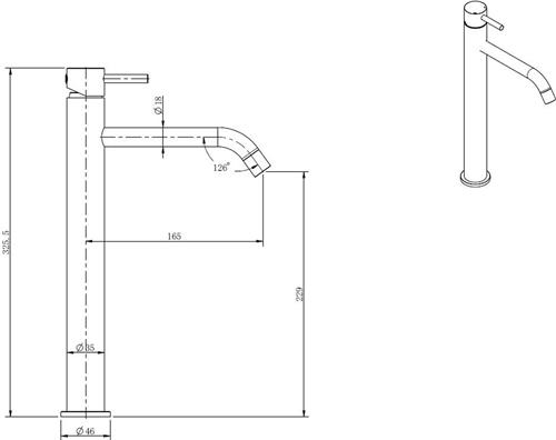 Fortifura Calvi Slim wastafelkraan  Kraan  Badkamerkraan  Geborsteld messing
