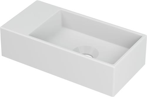 INK® Versus porseleinen fontein zonder kraangat met afzetplateau links 36 x 9 x 18 cm, mat wit