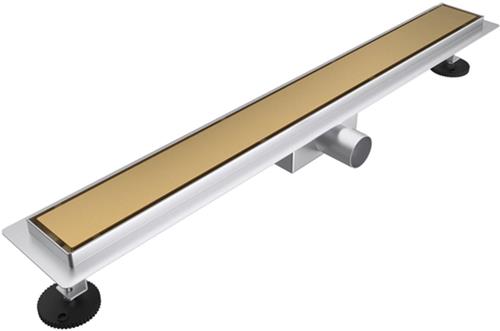 Fortifura Galeria douchegoot - 140cm - gesloten rooster - vloerflens - Geborsteld Messing PVD (Goud)