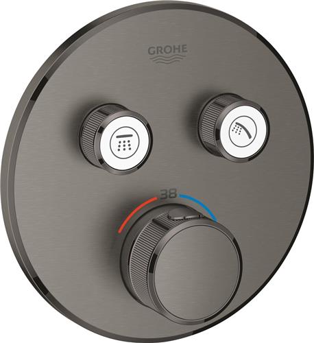 GROHE Grohtherm SmartControl Thermostatiche Douchekraan - Inbouw mengkraan - Met omstelling - Rond - Hard Graphite geborsteld (mat donkergrijs)