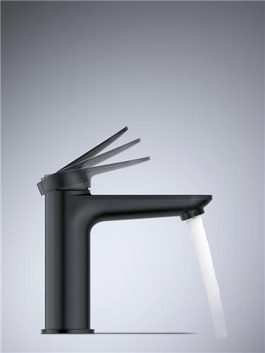 Duravit Wave Wastafelmengkraan - m-size - eengreeps - zonder waste - voorsprong 12.2cm - zwart mat